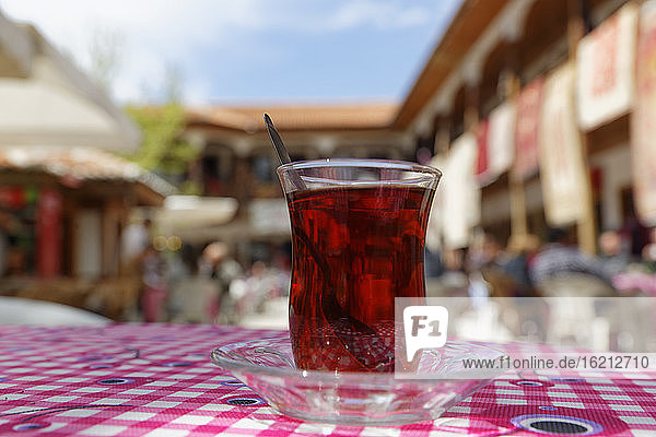 Turkey  MuglaTurkish tea on table