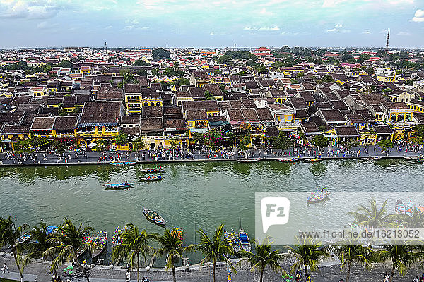 Vietnam  Hoi An  Old town and river  aerial view