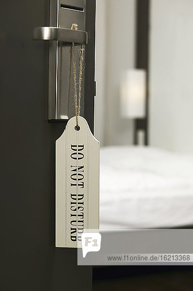 Do-not-disturb sign in hotel room