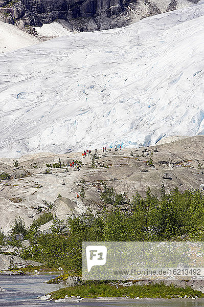 Norwegen  Nigardsbreen  Touristen auf Gletscherzunge
