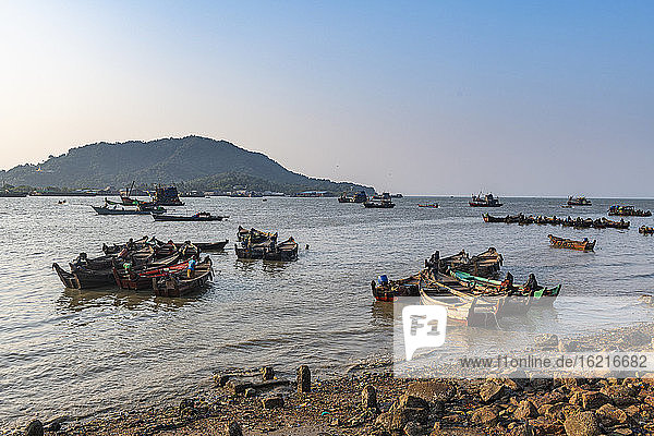 Myanmar  Myeik  Fishing boats near beach