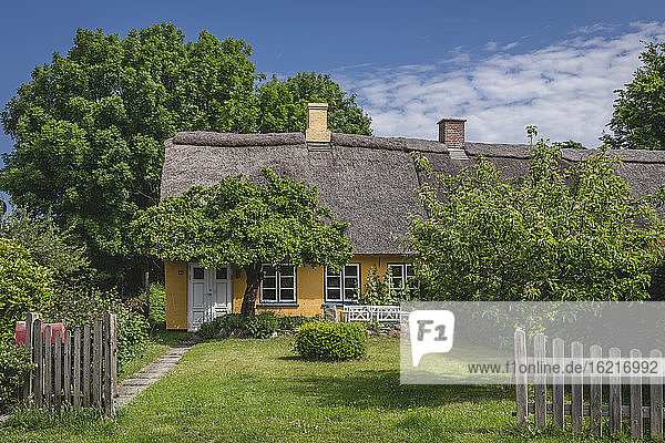 Dänemark  Region Süddänemark  Ommel  Fassade eines Bauernhauses im Frühling