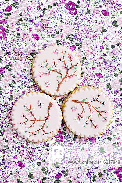 Rosa bemalte Zuckerplätzchen  Nahaufnahme