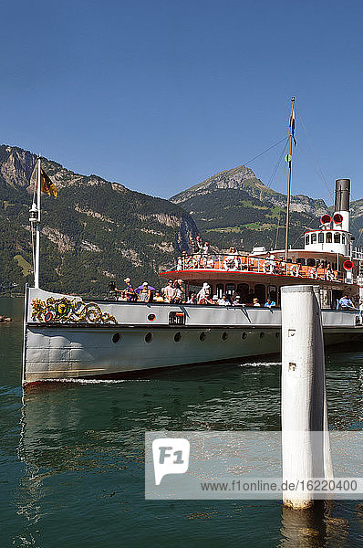 Switzerland  Uri canton  on board of Wilhelm Tell steamer boat on Lake of 4 Cantons