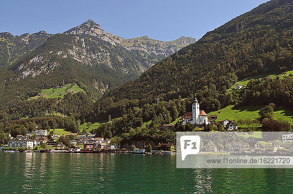 Schweiz  Uri caont  an Bord des Dampfschiffs Wilhelm Tell auf dem 4-Kantone-See vor Brunnen