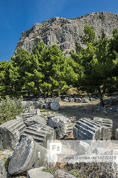 Turkey, Ionia, Priene Greek city, ruins of the temple of Athena (350 BC)