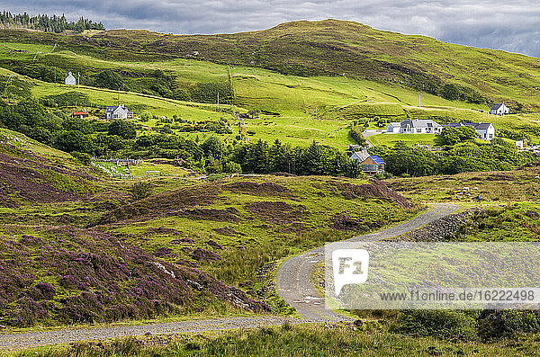 Europa  Großbritannien  Schottland  Hebriden  südöstlich der Isle of Skye  Bauernhöfe im Moor bei Point of Sleat