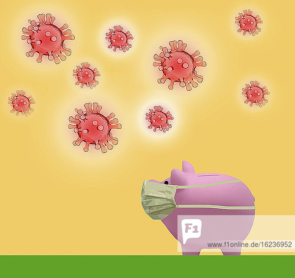 Sparschwein mit Gesichtsmaske gegen Coronavirus