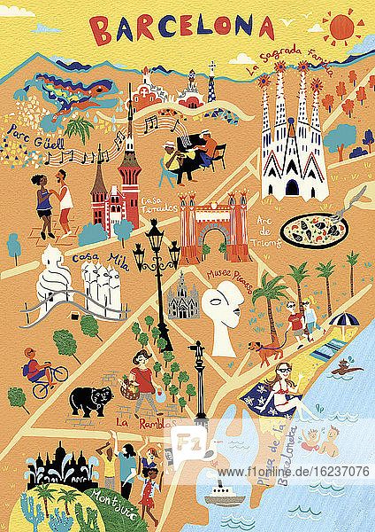 Illustrierte Karte von Barcelona