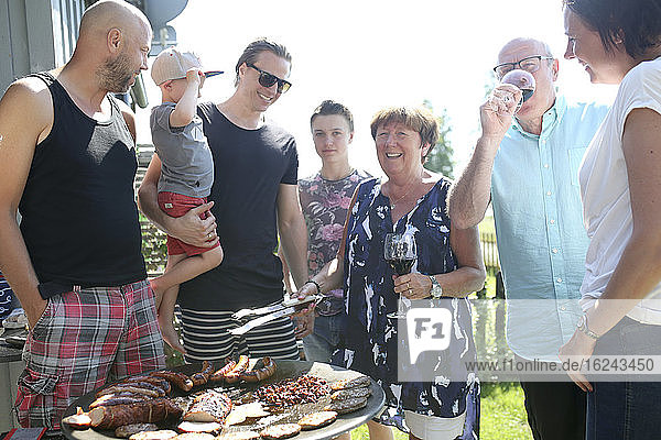 Family having barbecue