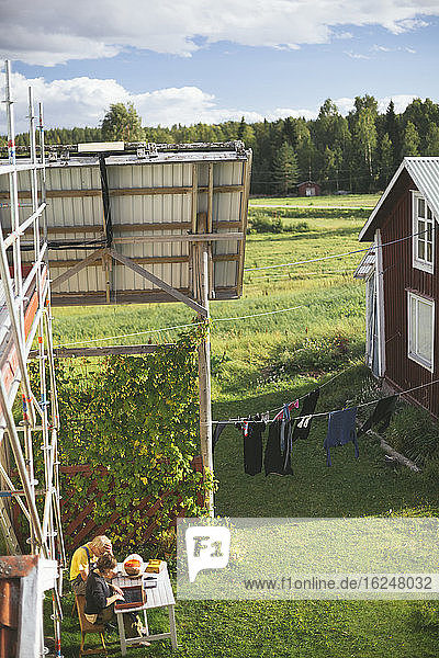 High angle view of garden