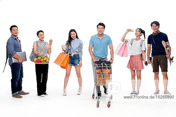 The crowd of different ages shopping