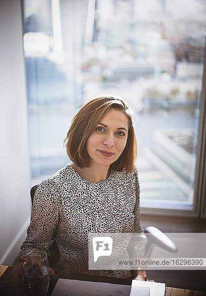 Portrait confident businesswoman in office