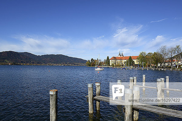 Germany  Bavaria  Upper Bavaria  lake Tegernsee  palace and parish church St. Quirinus  former Tegernsee Abbey