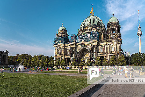 Berliner Dom mit dem Lustgarten im Vordergrund  Berlin  Deutschland  Europa