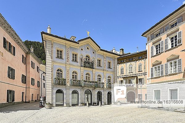 Historische Häuser  Poschiavo  Puschlav  Kanton Graubünden  Schweiz  Europa