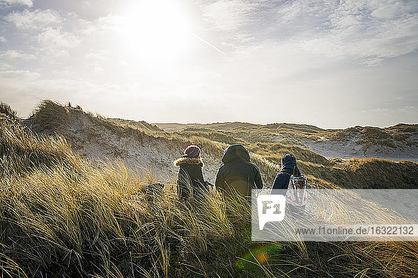Dänemark  Henne Strand  Menschen wandern in Dünenlandschaft