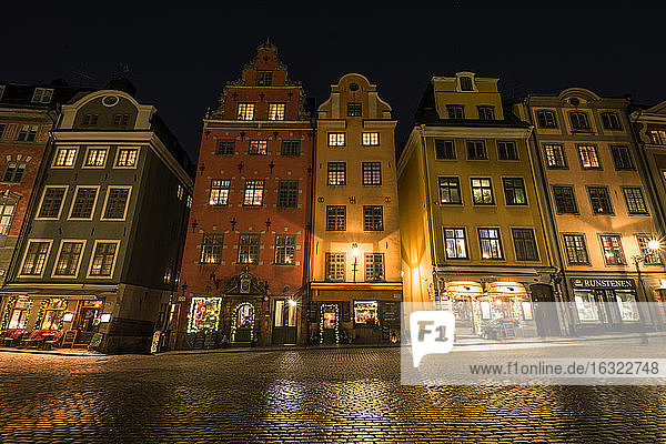 Schweden  Stockholm  Gamla Stan  Stortorget bei Nacht