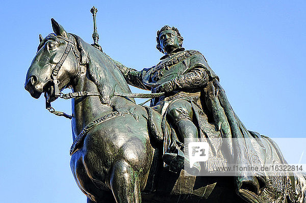Germany, Bavaria, Regensburg, equestrian statue King Ludwig I