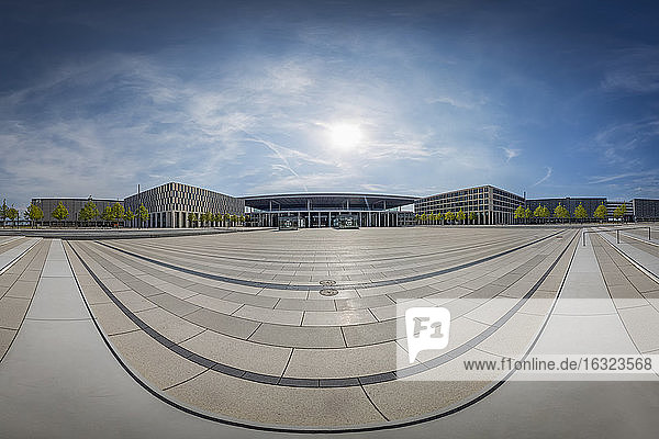 Germany  Berlin Brandenburg Airport  180° panoramic view of the terminal area