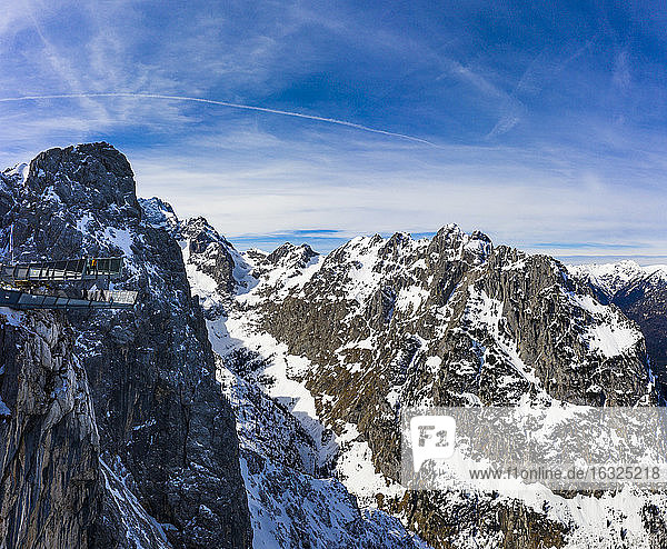 Germany  Bavaria  Mittenwald  Wetterstein mountains  Alpspitze  mountain station with AlpspiX viewing platform