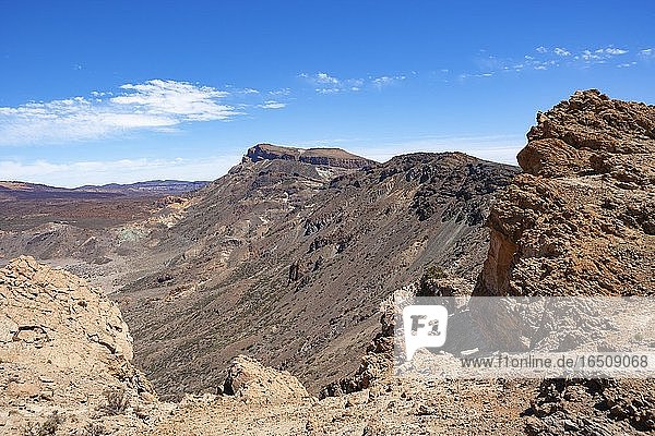 View from Sombrero de Chasna to the Canadas  Teide National Park  Tenerife  Canary Islands  Spain  Europe