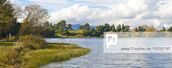 Panoramafoto eines wunderschönen Sees in der Waikato-Region bei Taupo  Nordinsel  Neuseeland