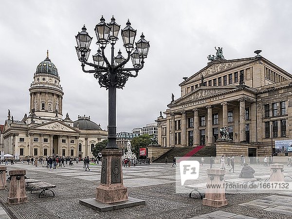 Concert Hall and German Cathedral on the Gendarmenmarkt  Berlin  Germany  Europe