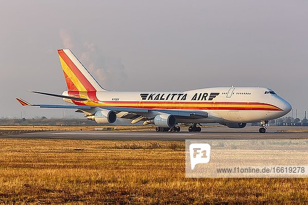 A Boeing 747-400BCF aircraft of Kalitta Air with registration number N745CK at Leipzig Halle Airport (LEJ) Leipzig Germany Europe