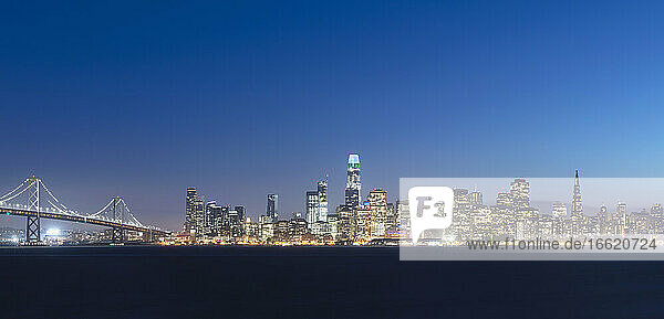 Urban skyline of downtown district at San Francisco  California  USA