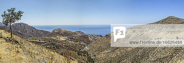 Greece  Crete  Lentas  Panorama of brown coastal hills in summer