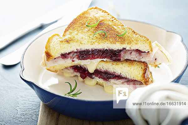 Grilled cheese sandwich with turkey  provolone and cranberry jam