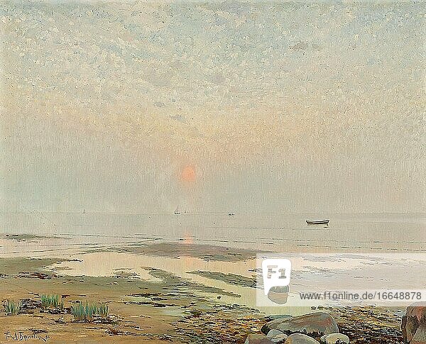 Bergholz Richard Alexandrowitsch - ein Strand bei Ebbe - Russische Schule - 19. Jahrhundert.