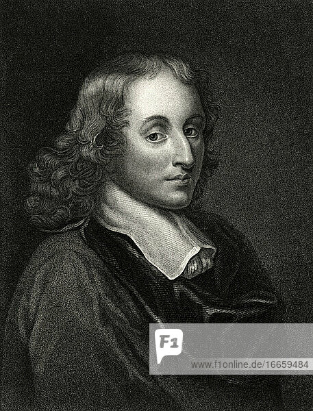Frankreich  um 1650
Ein Stich von Henry Meyer aus dem Jahr 1833 des französischen Mathematikers  Schriftstellers  Philosophen und Erfinders Blaise Pascal.