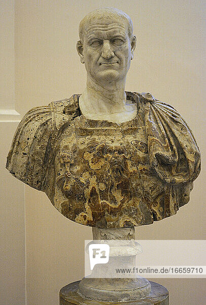 Vespasian (9-79 n. Chr.). Römischer Kaiser. Flavische Dynastie. Büste. 80 N. CHR. Galerie der Kaiser. Archäologisches Nationalmuseum. Neapel. Italien.