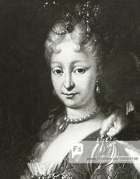 Elisabeth Farnese (1692-1766). Königingemahlin von Spanien  Ehefrau von Philipp V. Porträt. Kupferstich.