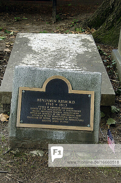 USA. Pennsylvania. Philadelphia. Christus-Begräbnisstätte. Grabmal von Benjamin Rush (1745-1813)  einem der Gründerväter der Vereinigten Staaten.