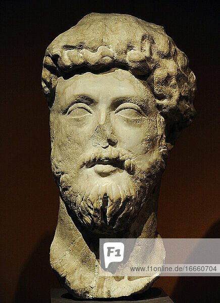 Marcus Aurelius (121-180). Römischer Kaiser. Büste. Marmor. Unbekannter Künstler. Nationalgalerie. Oslo. Norwegen.