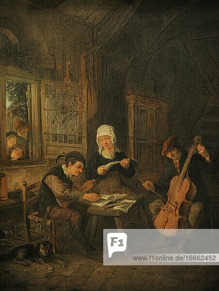 Adriaen van Ostade (1610-1685). Niederländischer Maler. Ländliche Musikanten  1645. Staatliches Eremitage-Museum. Sankt Petersburg. Russland.