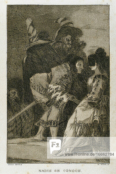 Francisco Goya (1746-1828). Capricen. Plakette 6. Niemand kennt sich selbst. Prado-Museum. Madrid. Spanien.