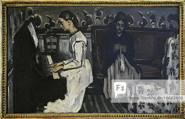 Paul Cézanne (1839-1906). Französischer Maler. Mädchen am Klavier (Ouvertüre zu Tannhauser)  ca. 1868. Öl auf Leinwand. Staatliches Eremitage-Museum. Sankt Petersburg. Russland.