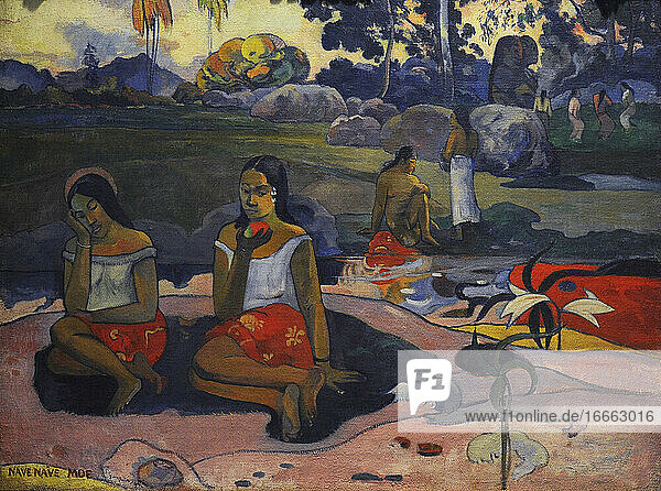 Paul Gauguin (1848-1903). Französischer Maler. Heiliger Frühling: Süße Träume (Nave nave moe)  1894. Öl auf Leinwand. Staatliches Eremitage-Museum. Sankt Petersburg. Russland.