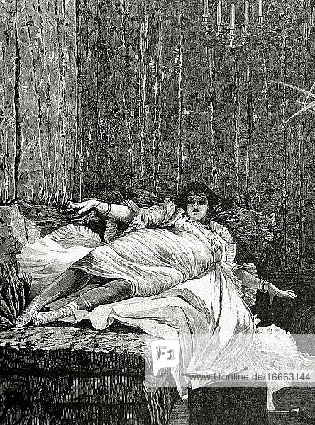 Messalina (25-48). Ehefrau des römischen Kaisers Claudius. Kupferstich von Barberis. Die Iberische Illustration  1888.