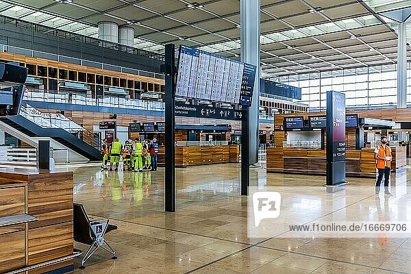Trial operation in the departure hall in Terminal 1 of the new Berlin Airport BER  Schönefeld  Germany  Europe