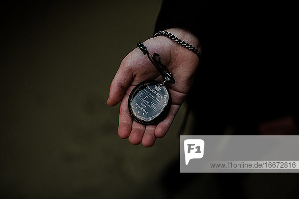 Close Up of Pocket Watch in Hand in San Diego