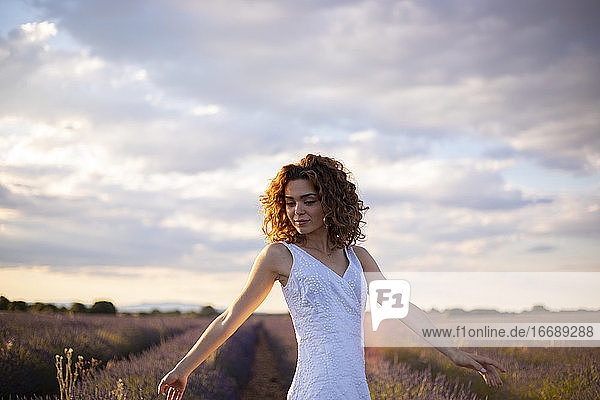 pretty woman in a lavender field