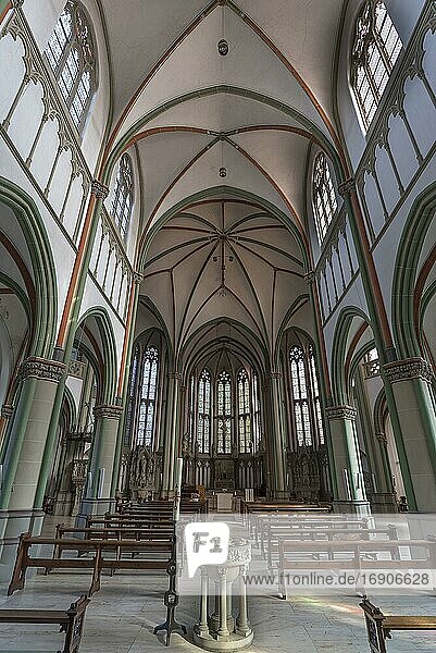 Interior of the Heilig Kreuz Kirche  a neo-Gothic basilica  built 1899-1902 Münster  North Rhine-Westphalia  Germany  Europe