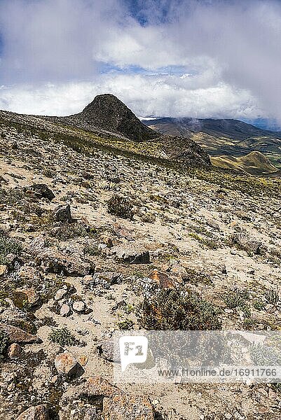 Tal vom Vulkan Illiniza Norte aus gesehen  Provinz Pichincha  Ecuador