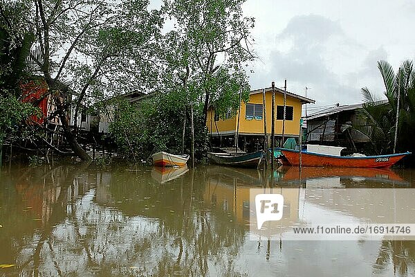 Village By The River Sungai Apong River Kuching Sarawak Malaysia