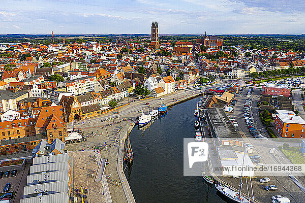 Aerial of the Hanseatic city of Wismar  UNESCO World Heritage Site  Mecklenburg-Vorpommern  Germany  Europe